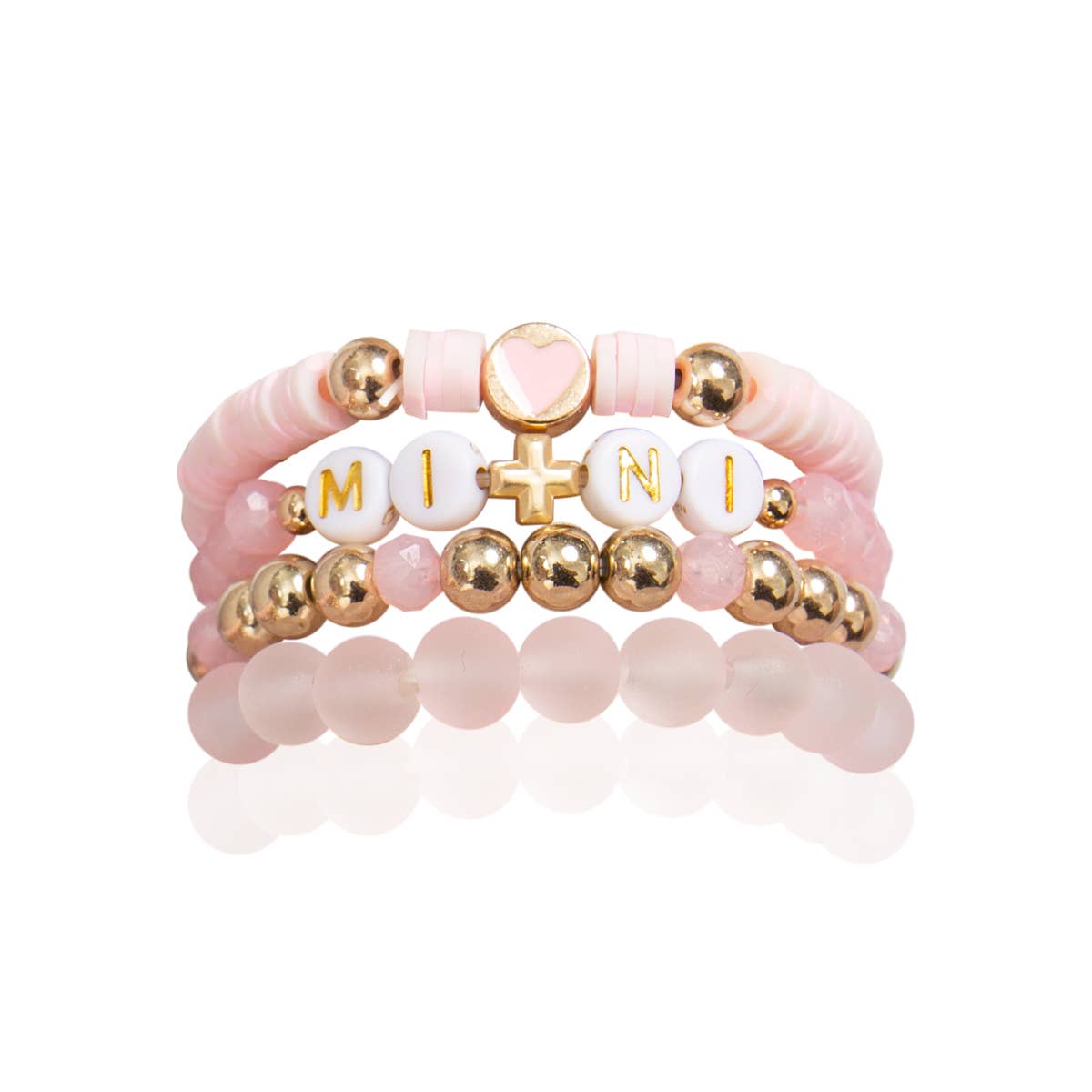 Mummy and Me Bracelets - Beaded Stackable Bracelet for Kids: Pink