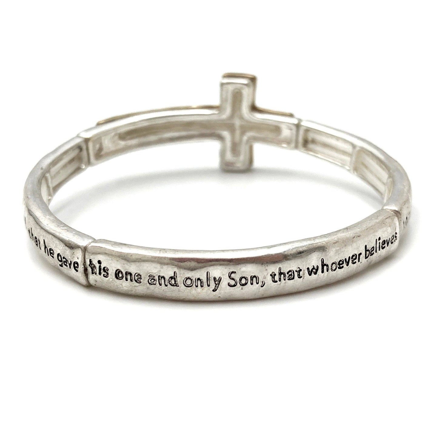 Engraved Cross John 3:16 Stretch Bracelet