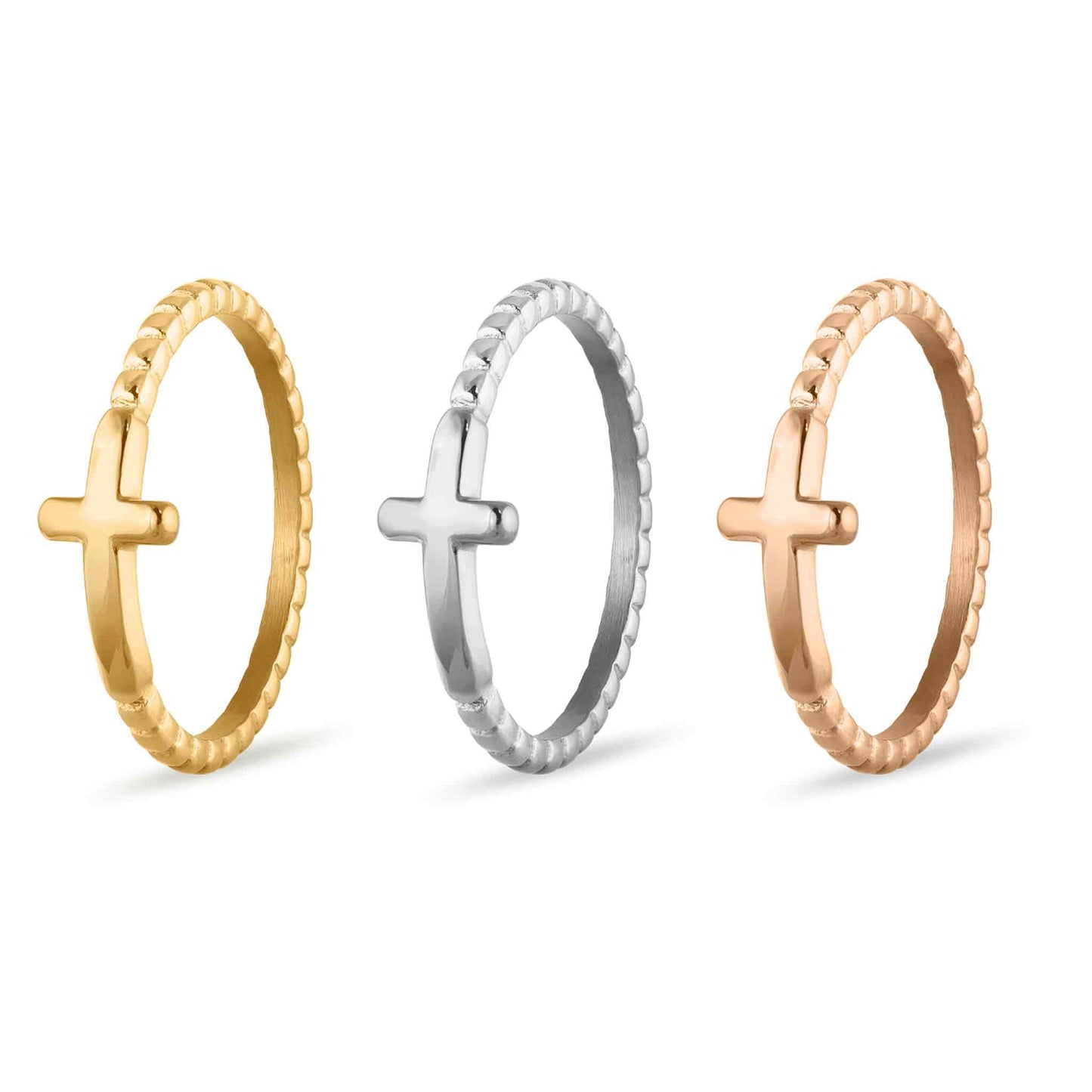 Stackable Cross Ring - 18K Gold PVD Coated
