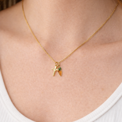 Easter Carrot & Crucifix Necklace
