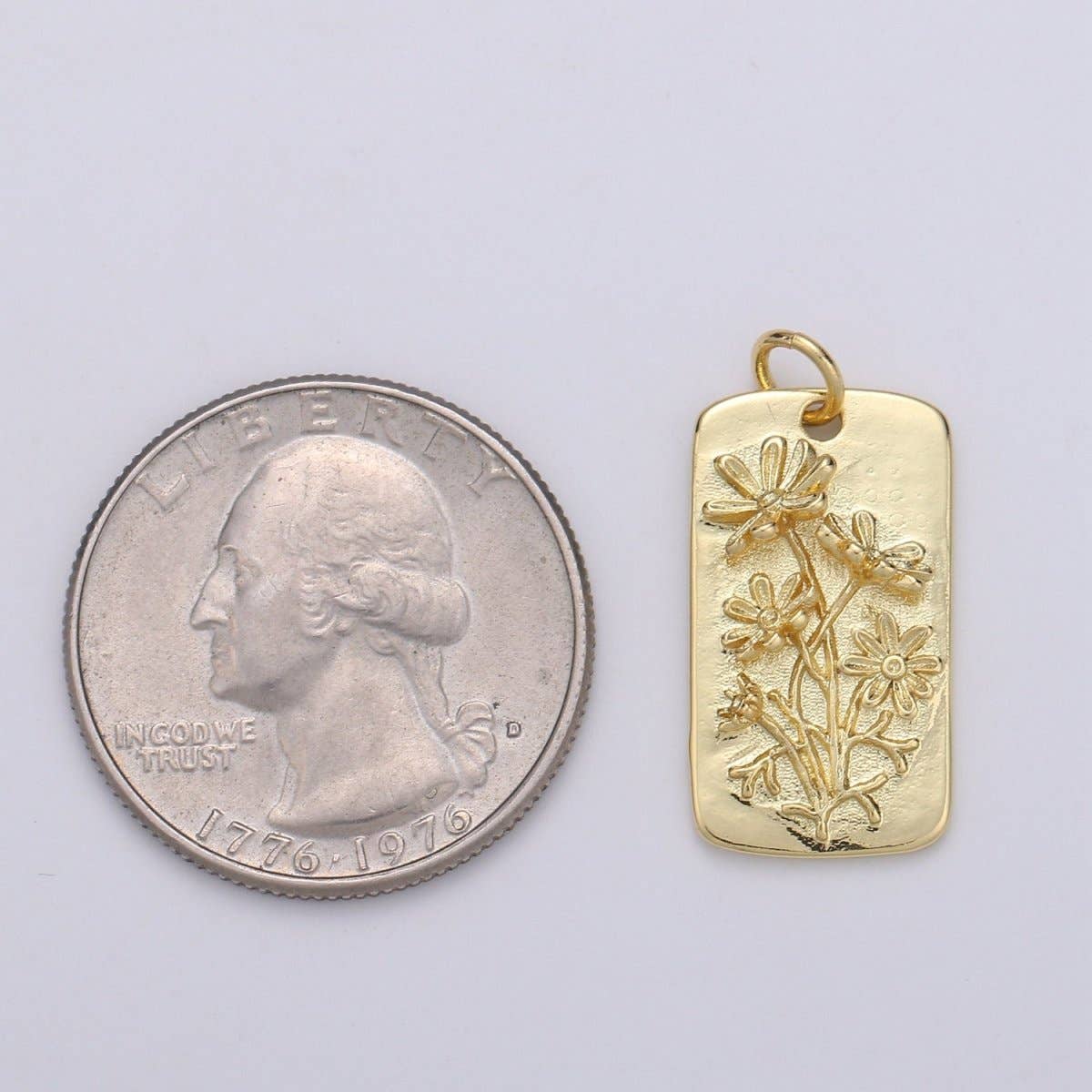 Gold Daisy Flower Charm Pendant