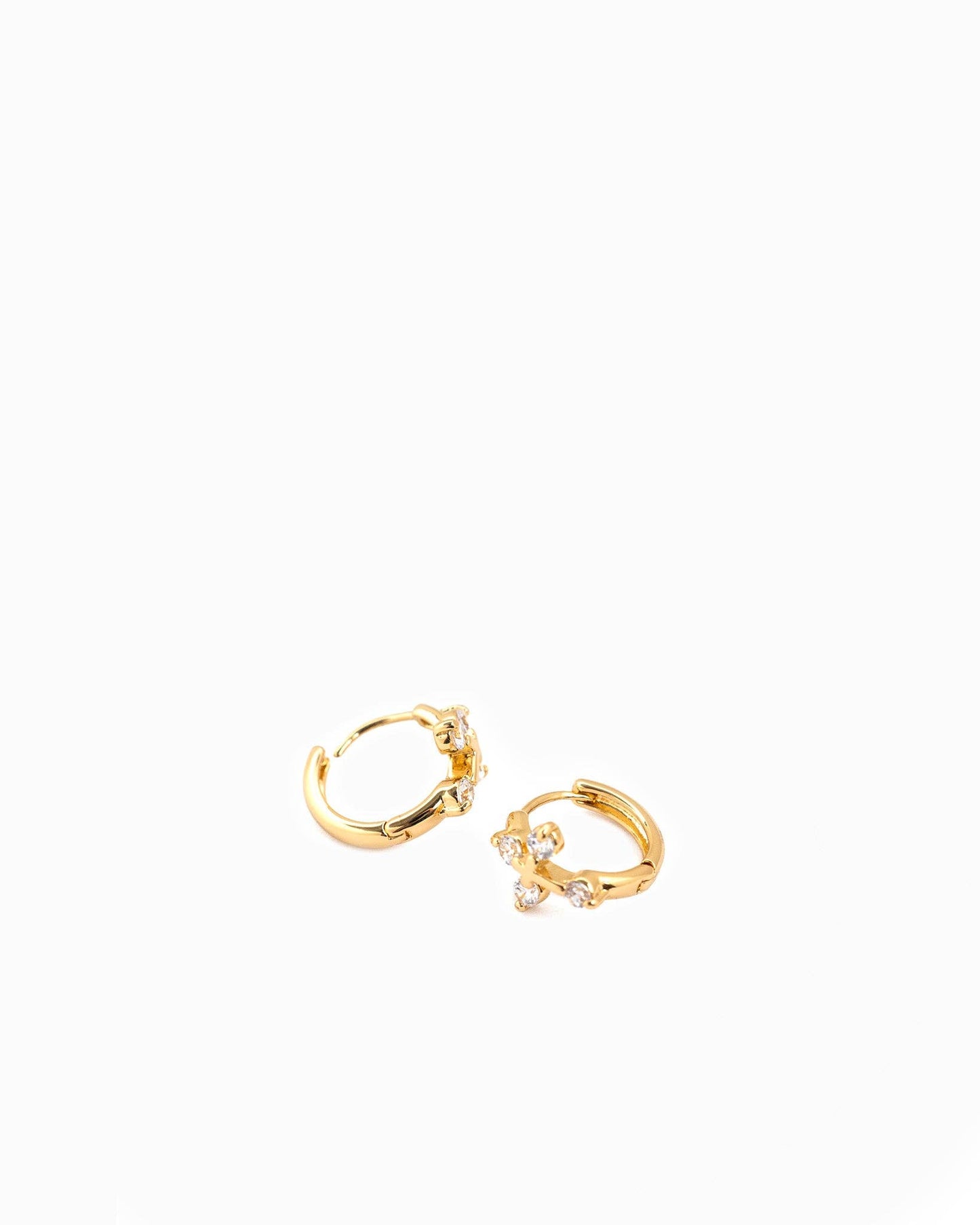 Cross Huggie Hoop Earrings: Gold