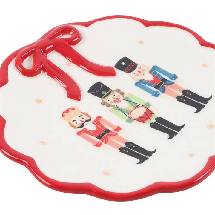 Nutcracker Christmas Trinket Dish with Bow
