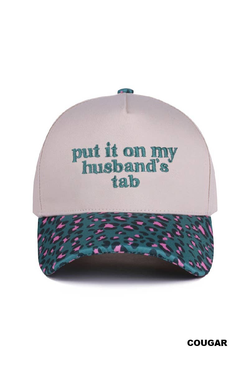 Put It On My Husband’s Tab – Two-Tone Canvas Cotton Cap (Cougar)