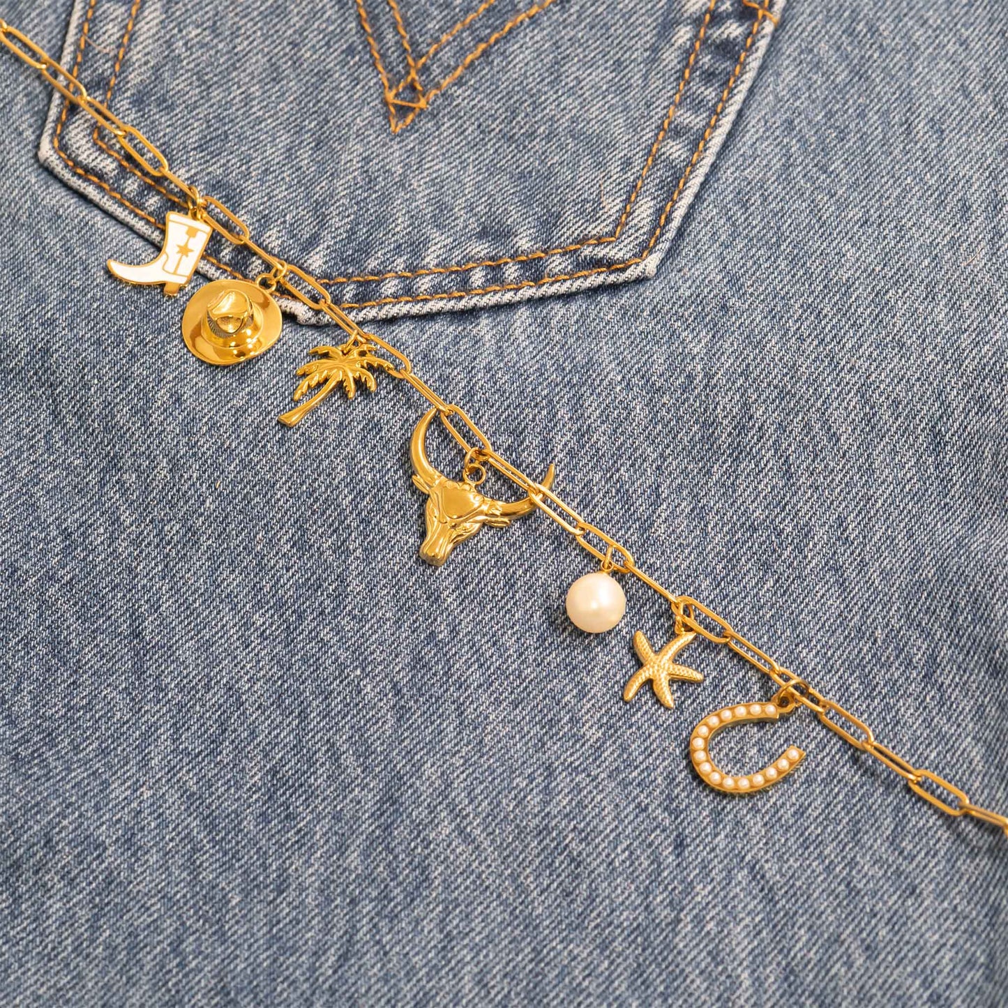 18K Gold PVD Stainless Steel Bull Charm: Gold