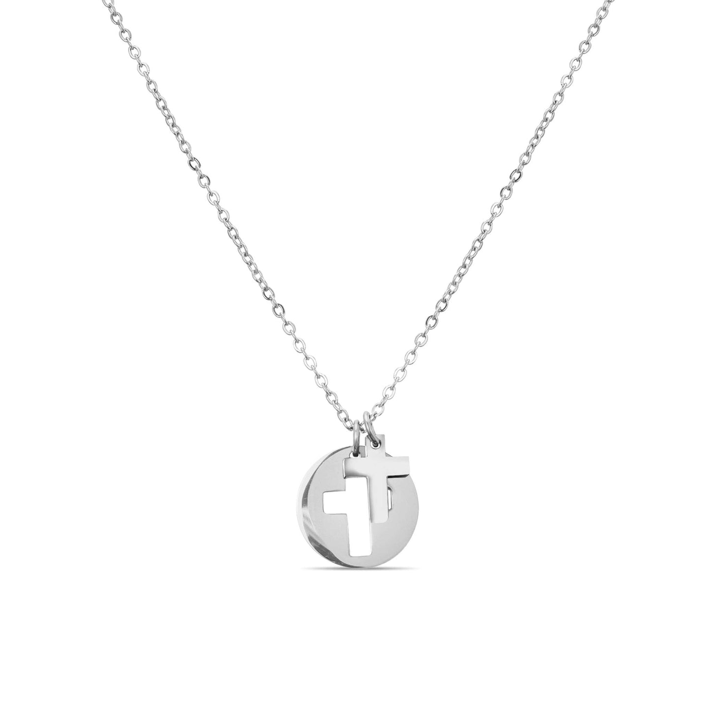 Cross Cutout Necklace: Stainless Steel
