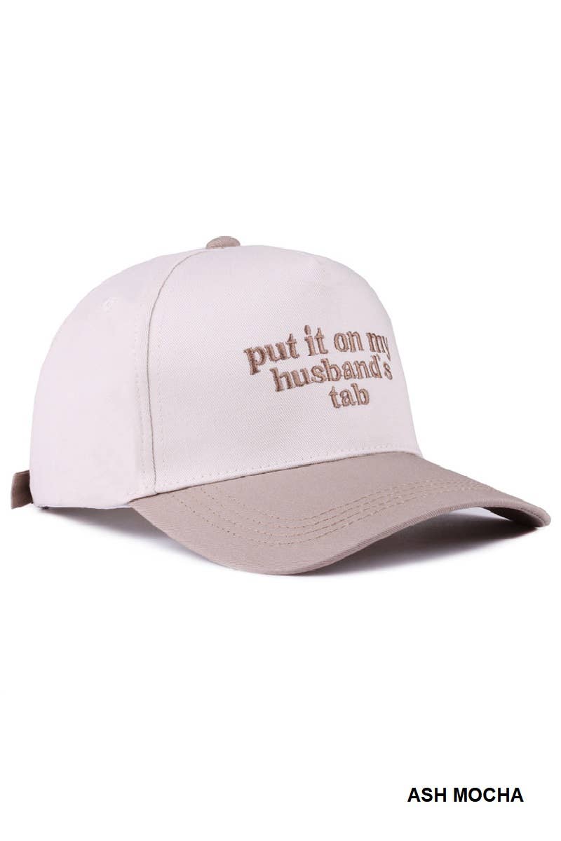 Put It On My Husband’s Tab – Two-Tone Canvas Cotton Cap (Ash Mocha)