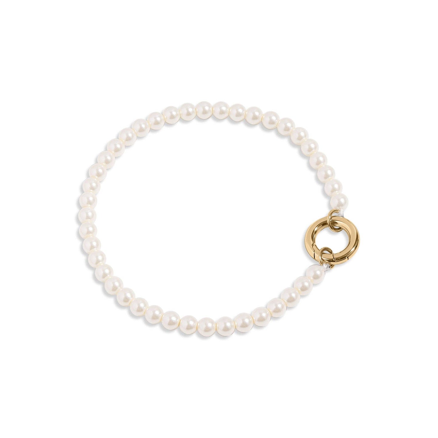 Beaded Pearl Charm Holder Bracelet — 18K Gold PVD