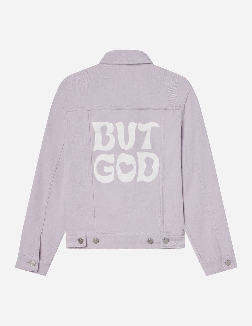 But God Cropped Denim Jacket: Lilac