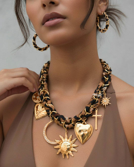 Leopard Scarf Chain Large Charm Necklace