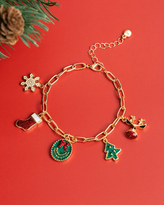 We Wish Your Merry Christmas Stocking Charm Bracelet