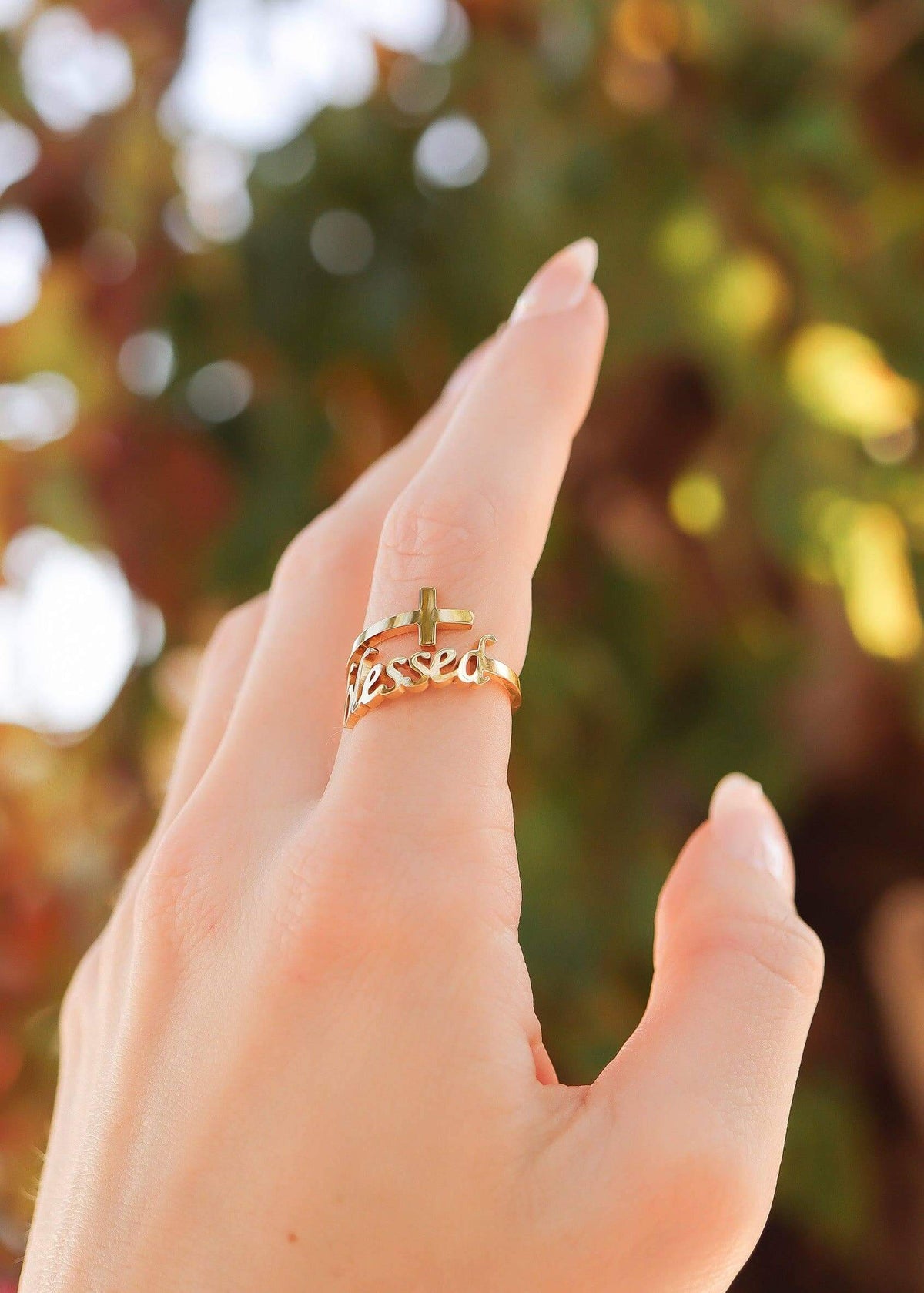 18K Gold PVD “Blessed” Adjustable Ring