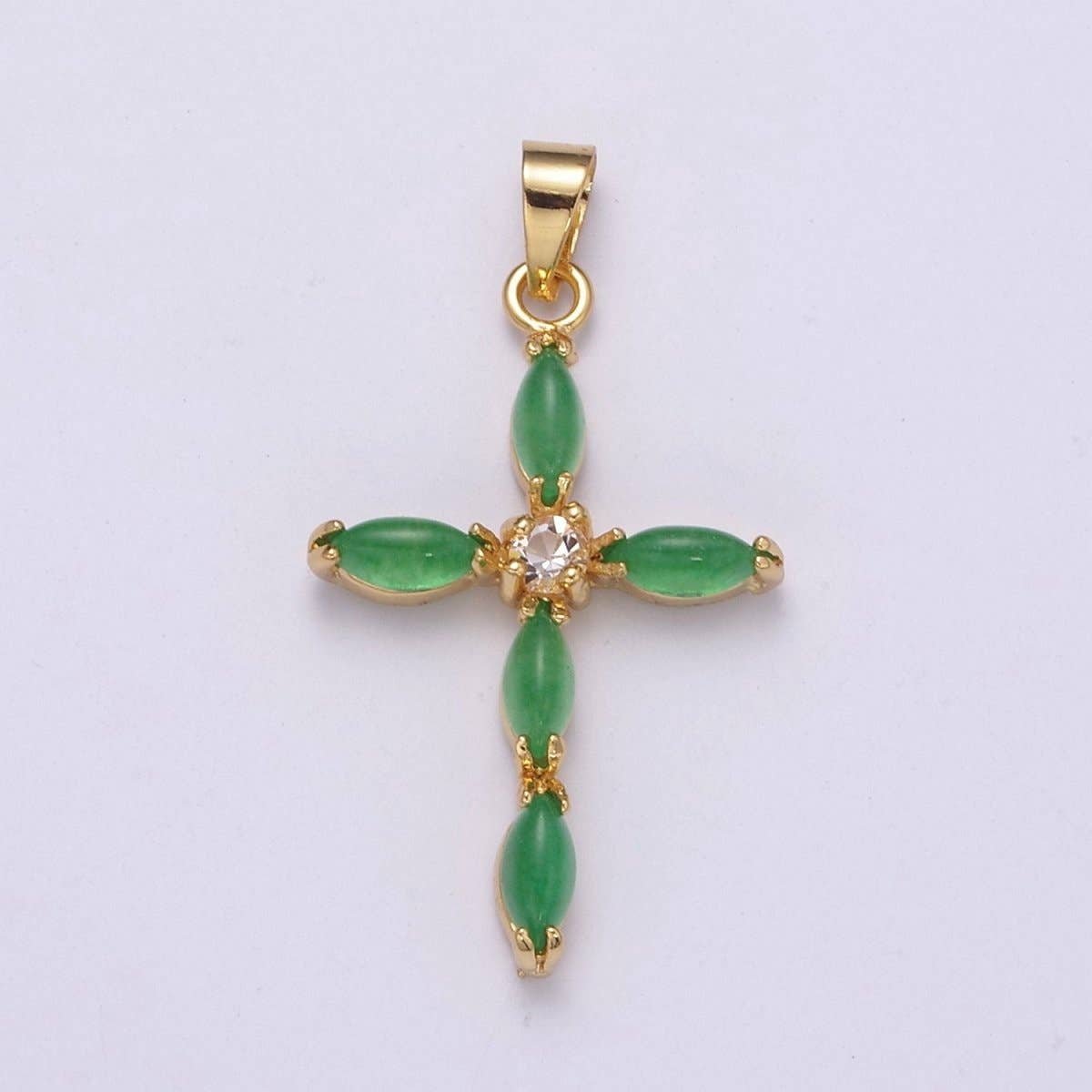 Green Jade Cross Charm