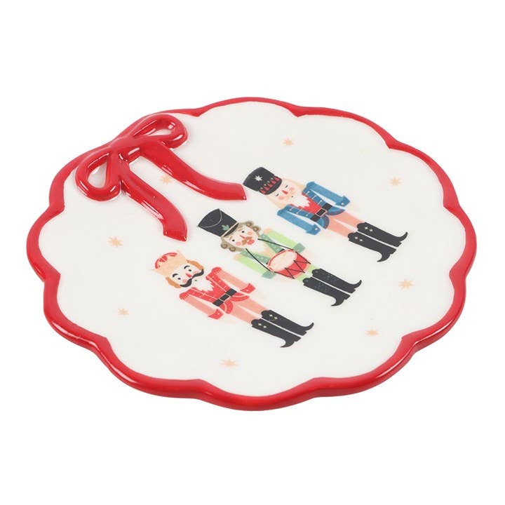 Nutcracker Christmas Trinket Dish with Bow
