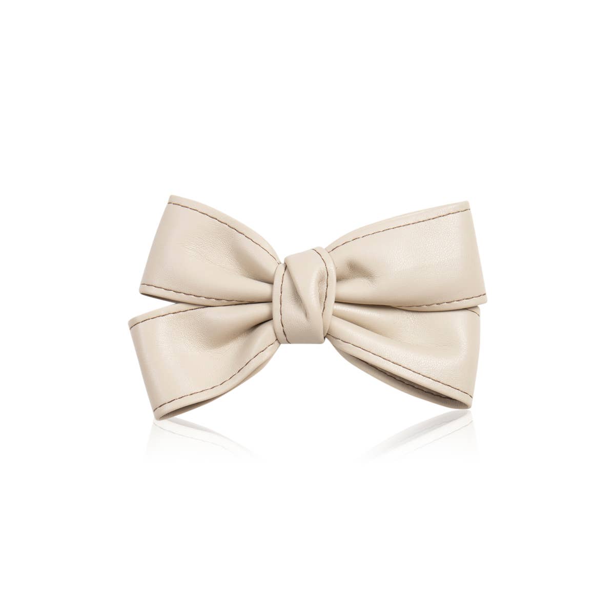 Faux Leather Bow Hair Clip Pin: Ivory