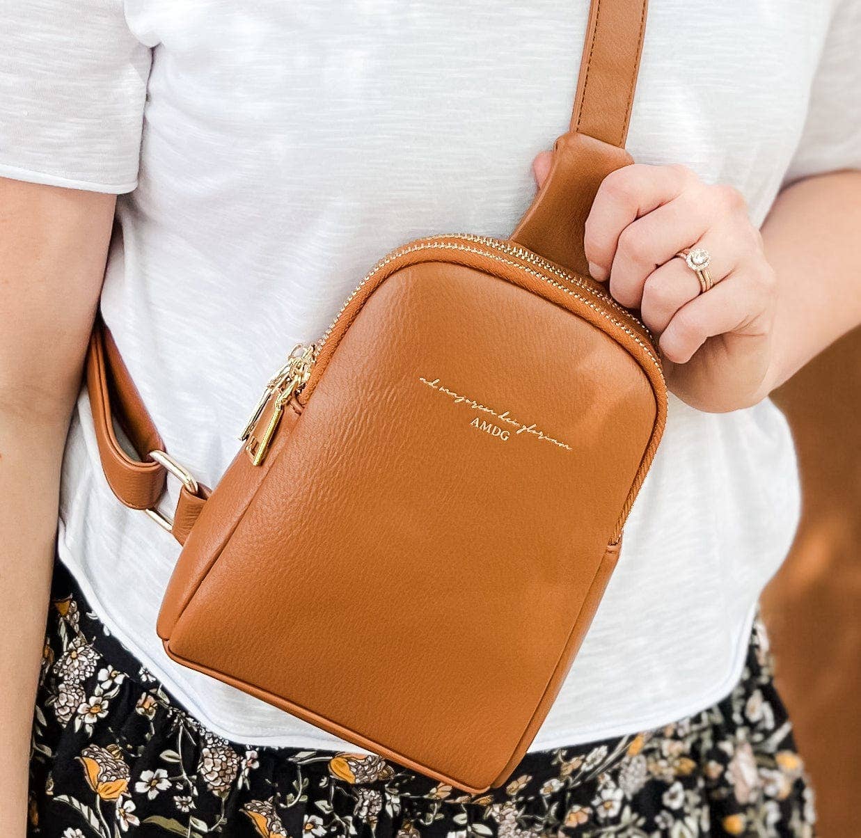 “For the Greater Glory of God” Crossbody Bag — Camel