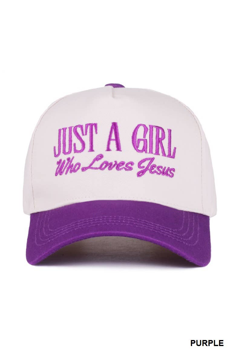 Just A Girl Who Loves Jesus Two-Tone Canvas Cap — Purple