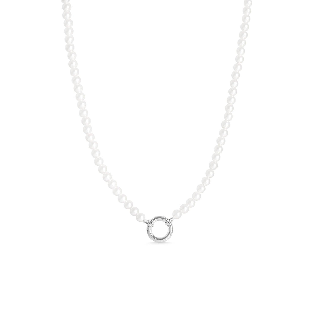 Stainless Steel Freshwater Pearl Charm Holder Necklace – Silver