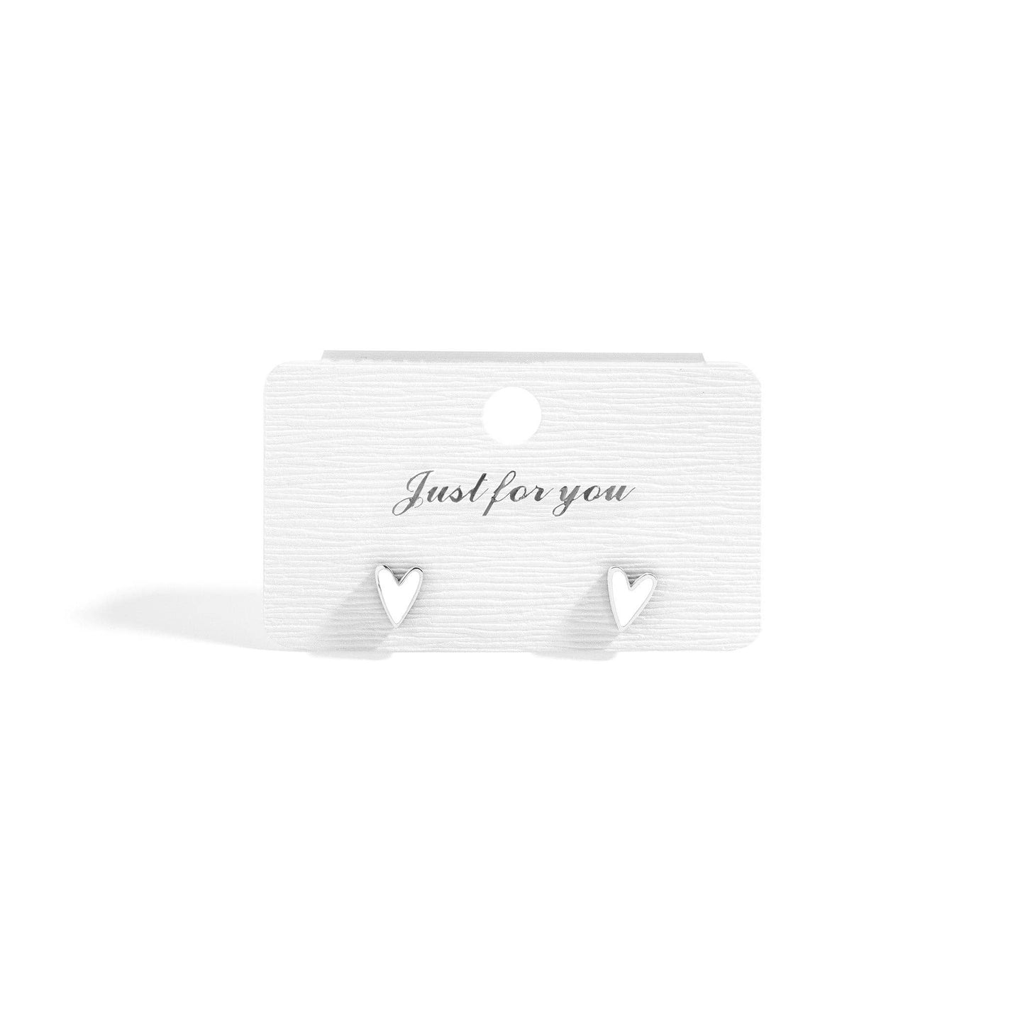 White Heart Stud Earrings - Stainless Steel & White Enamel