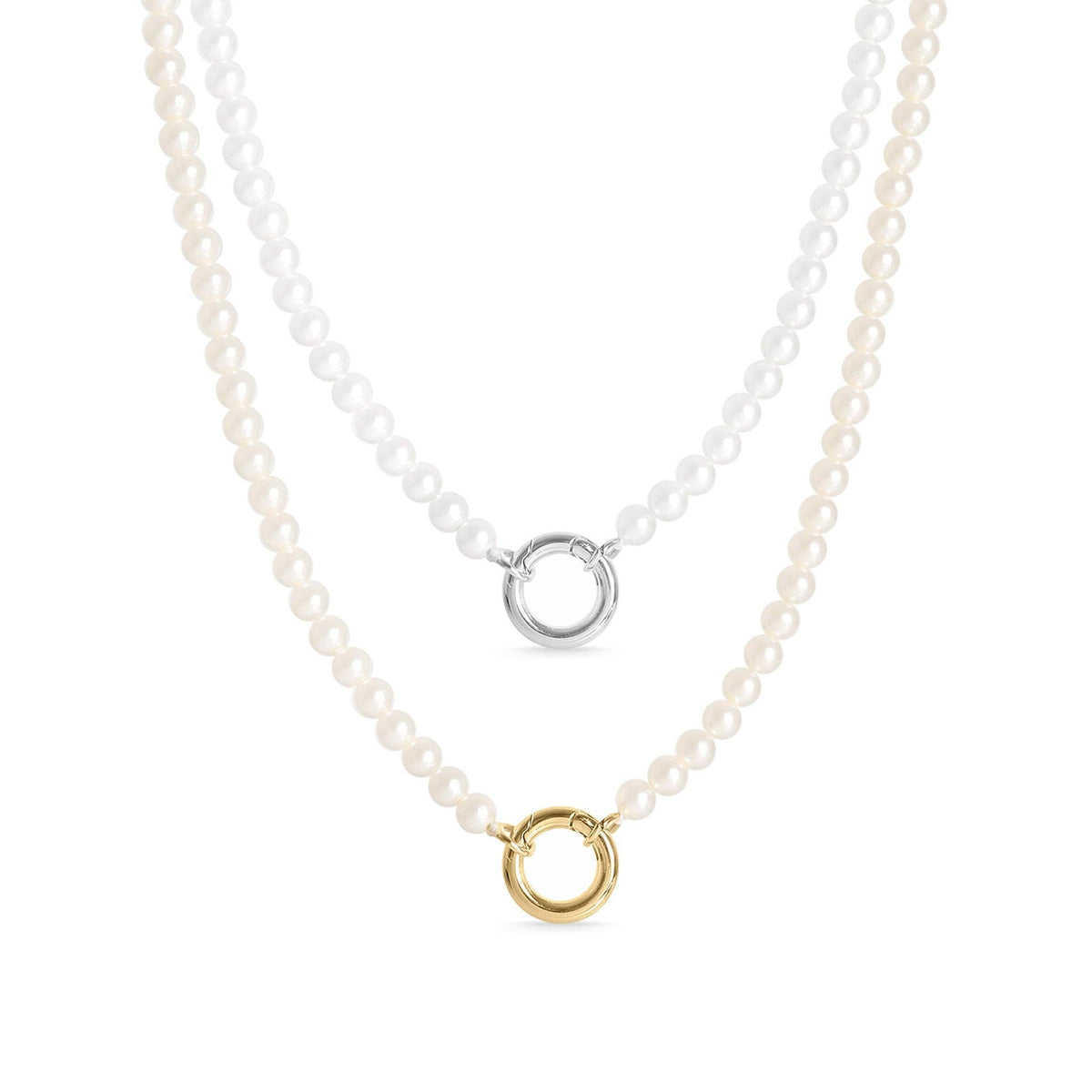 Stainless Steel Freshwater Pearl Charm Holder Necklace – Silver