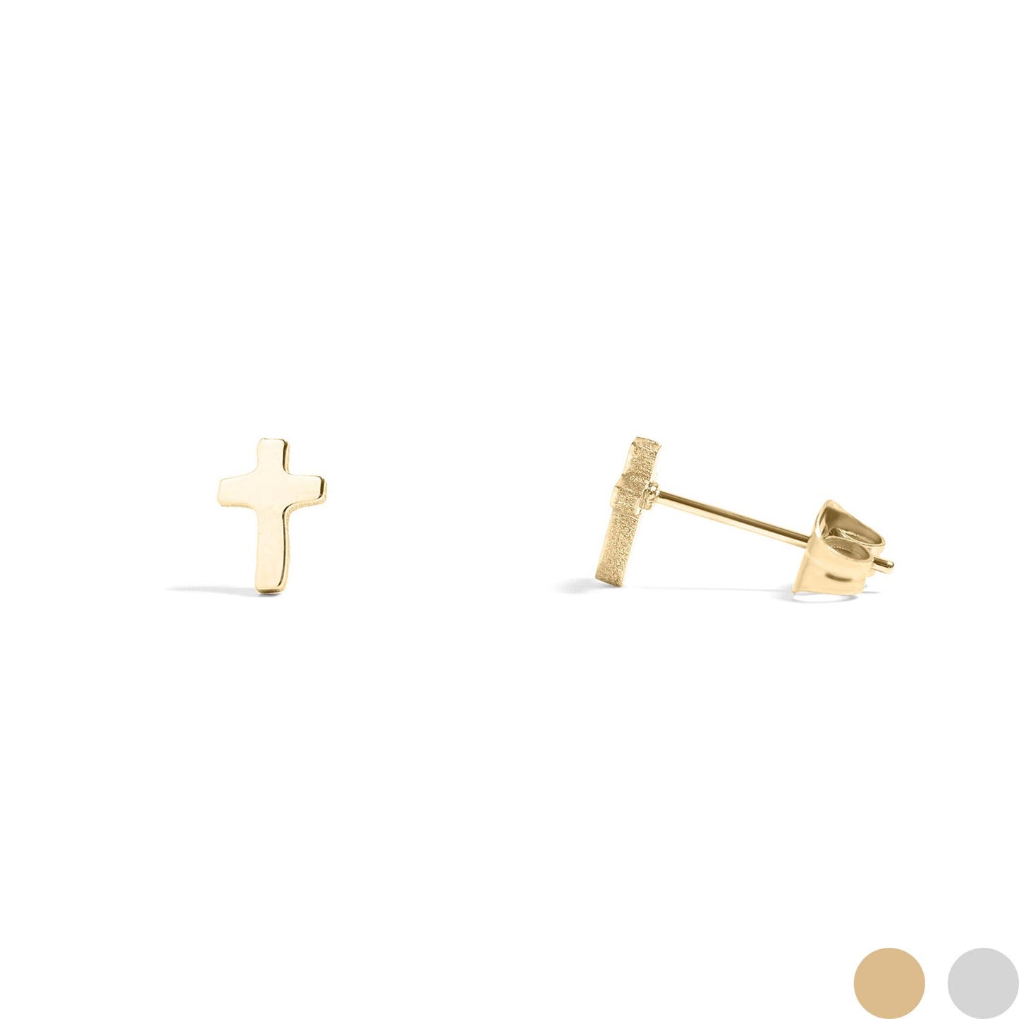 Cross Stud Earrings - 18K Yellow Gold PVD