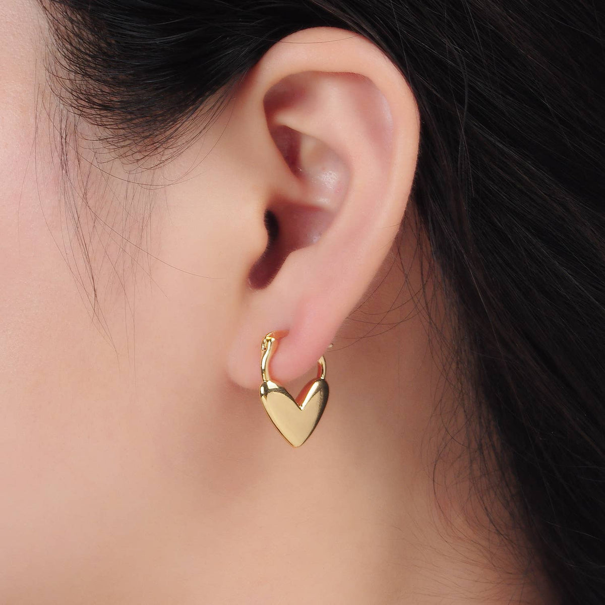 24K Gold-Filled Minimal Heart Latch Hoop Earrings