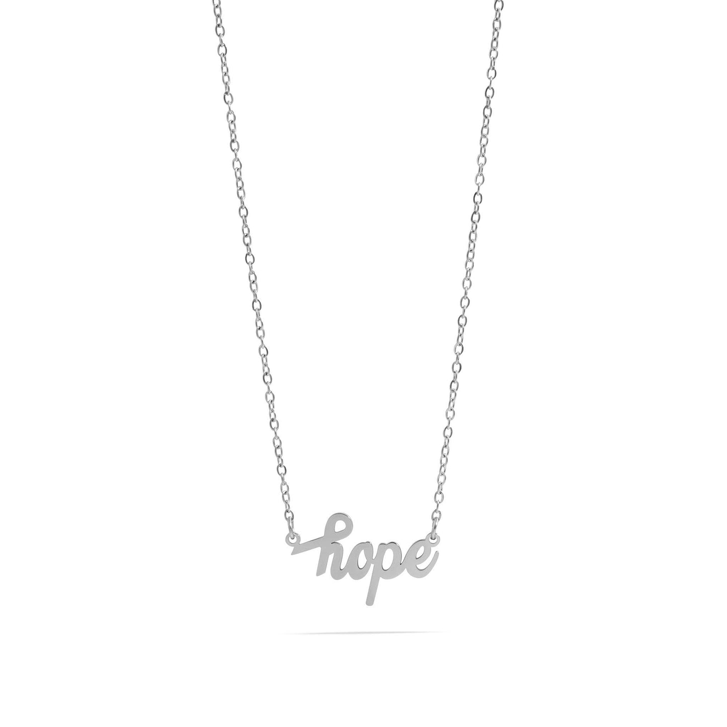 “Hope” Script Charm Necklace — Stainless Steel