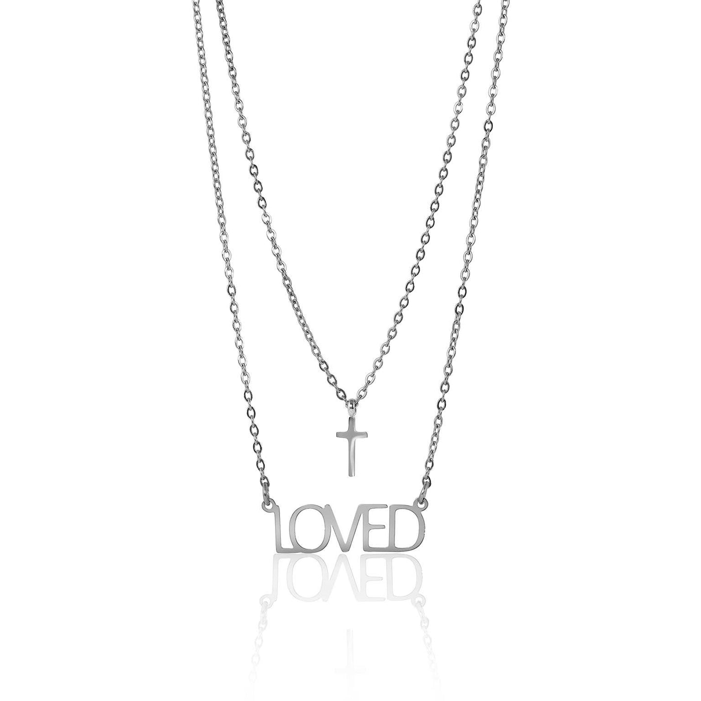 “Loved” Layered Cross Necklace — Premium 316L Stainless Steel