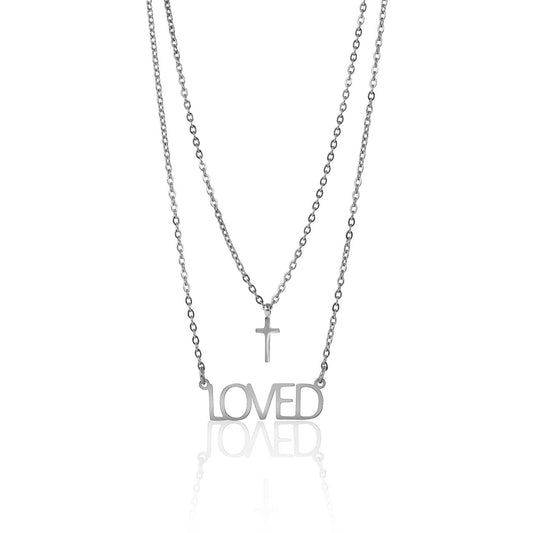 “Loved” Layered Cross Necklace — Premium 316L Stainless Steel