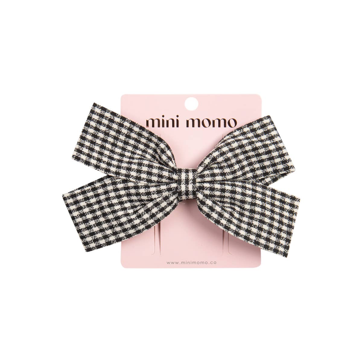 Fabric Gingham Bow Hair Clip — Black