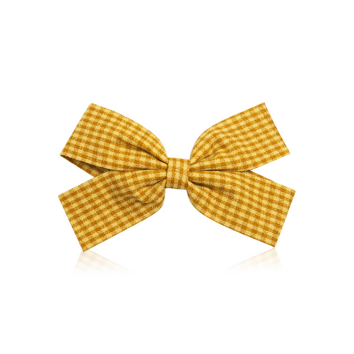 Fabric Gingham Bow Hair Clip — Mustard