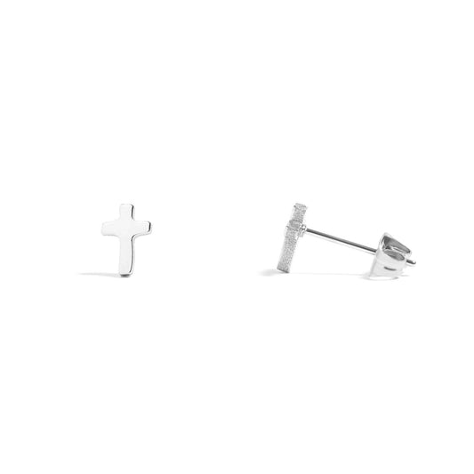 Cross Stud Earrings: Stainless Steel