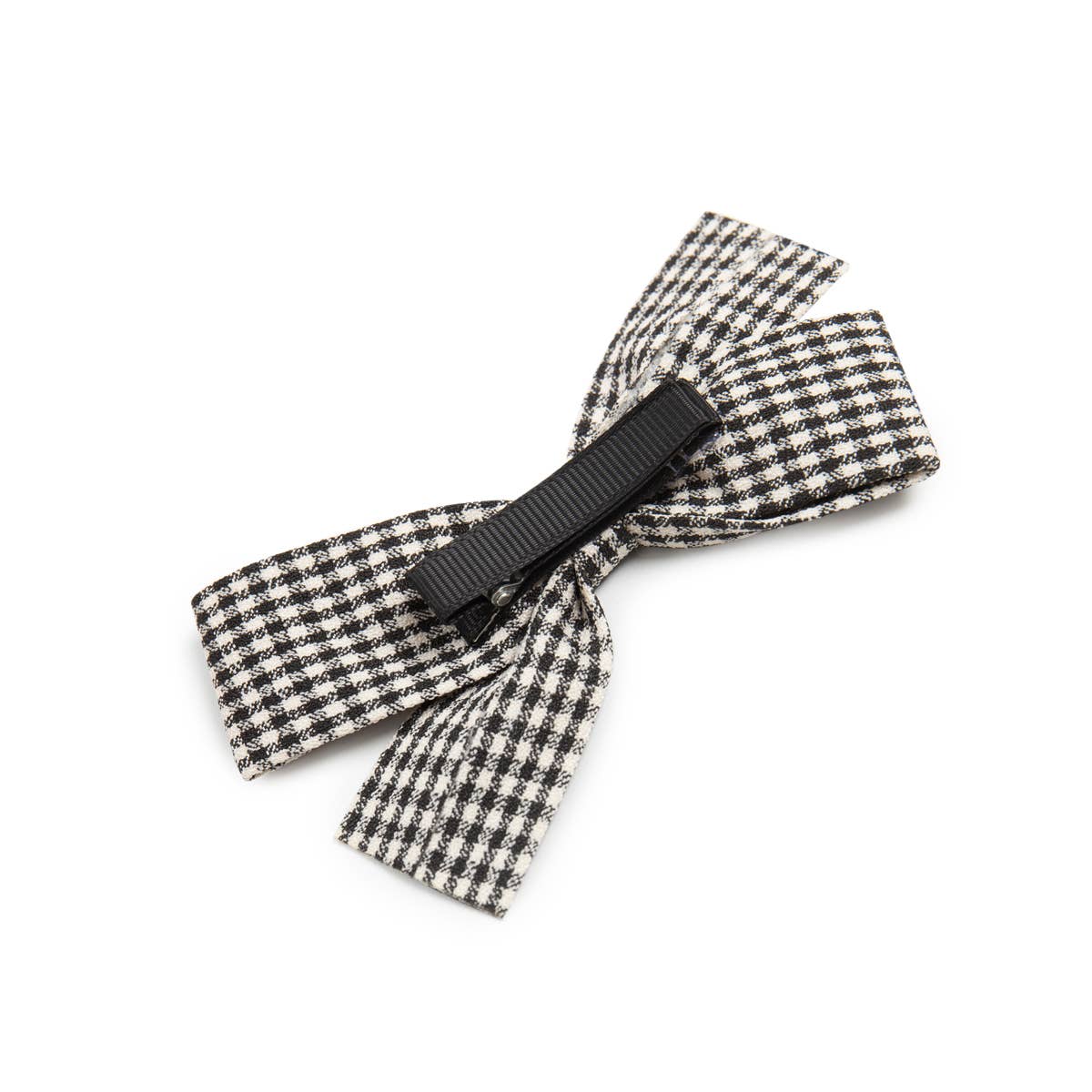 Fabric Gingham Bow Hair Clip — Black