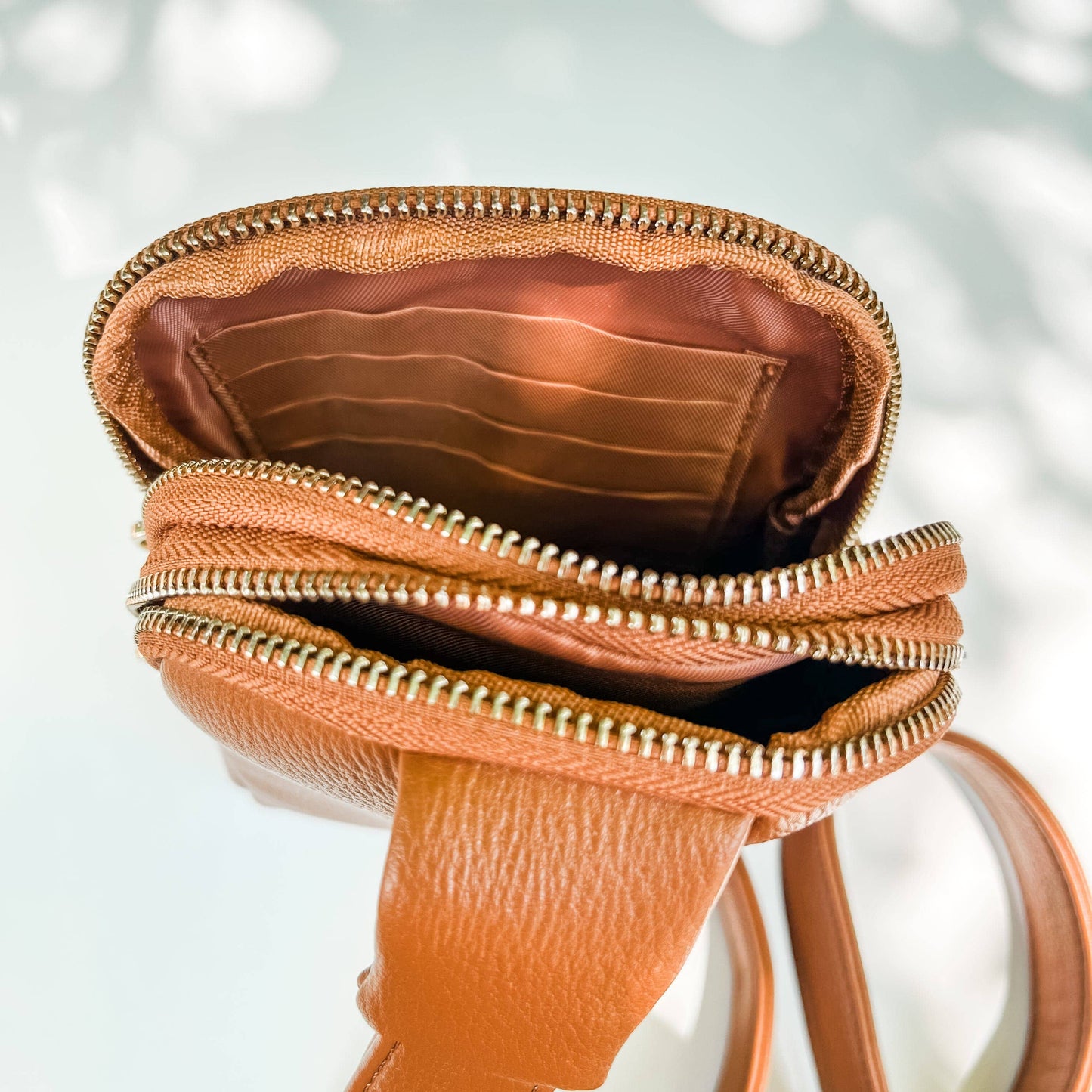 “For the Greater Glory of God” Crossbody Bag — Camel