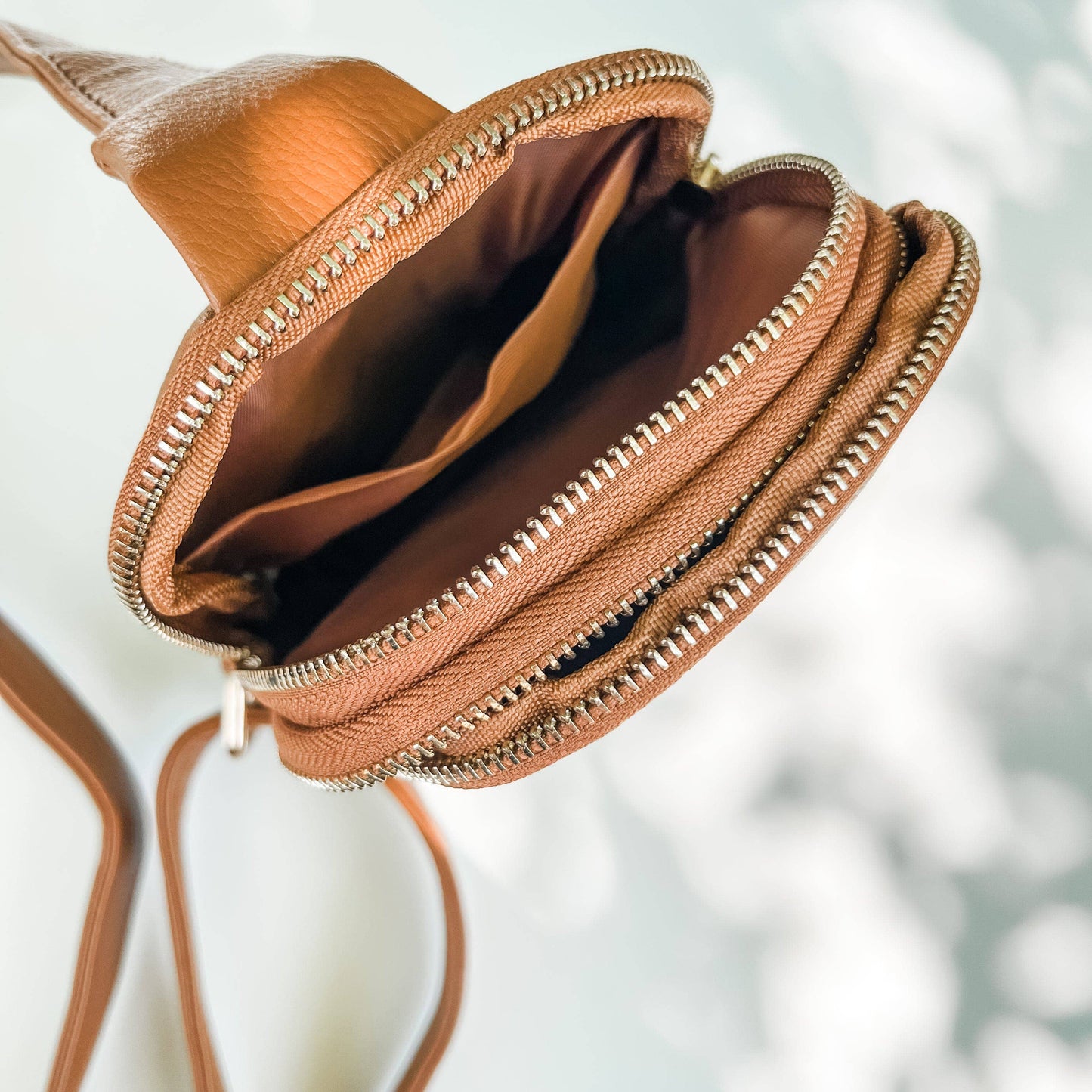 “For the Greater Glory of God” Crossbody Bag — Camel