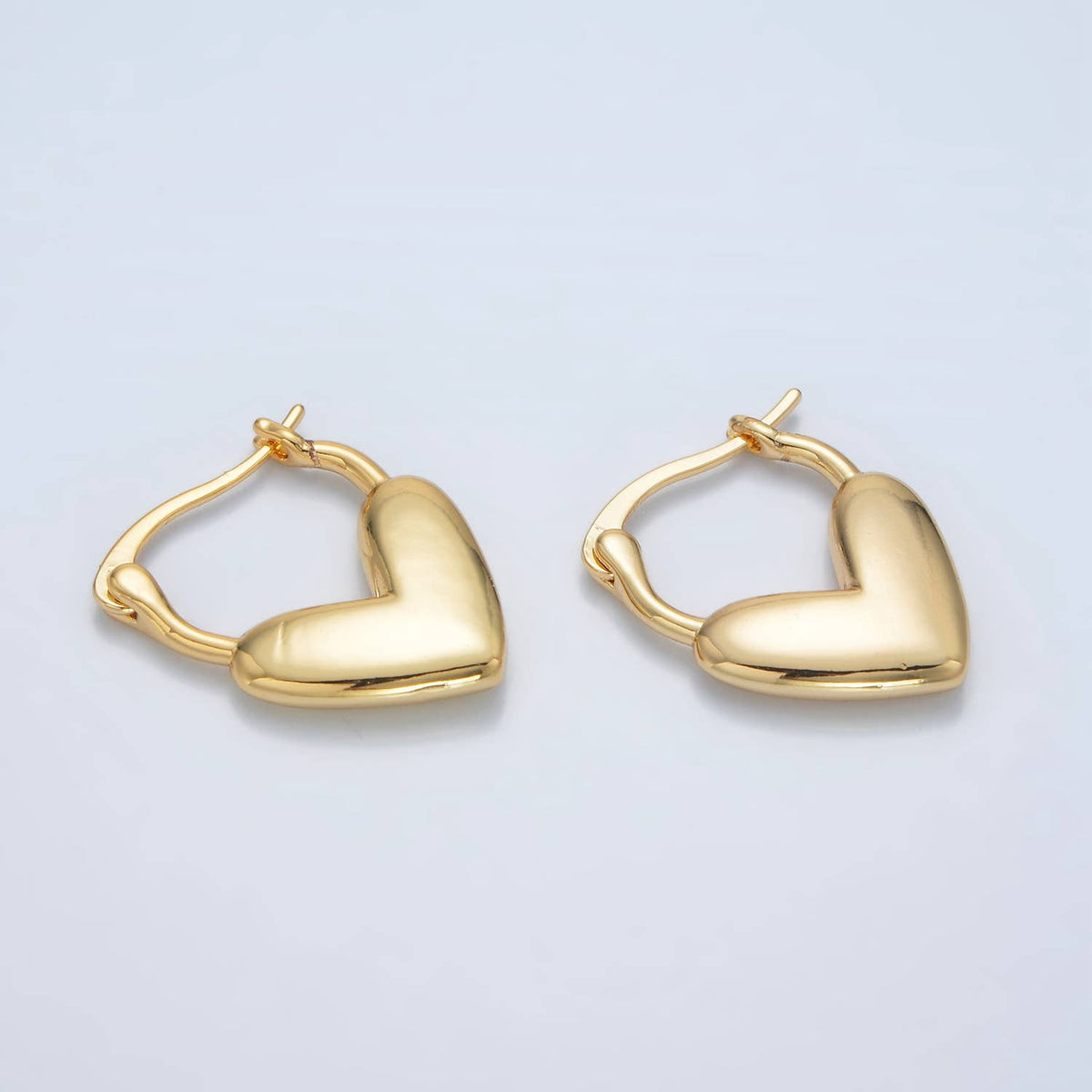 24K Gold-Filled Minimal Heart Latch Hoop Earrings