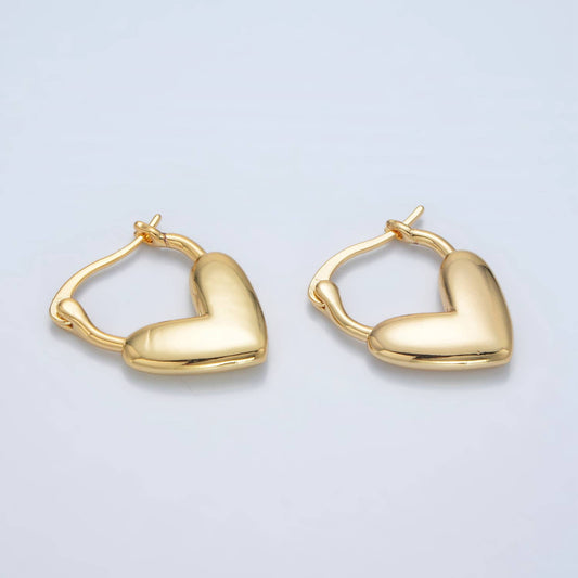 24K Gold-Filled Minimal Heart Latch Hoop Earrings