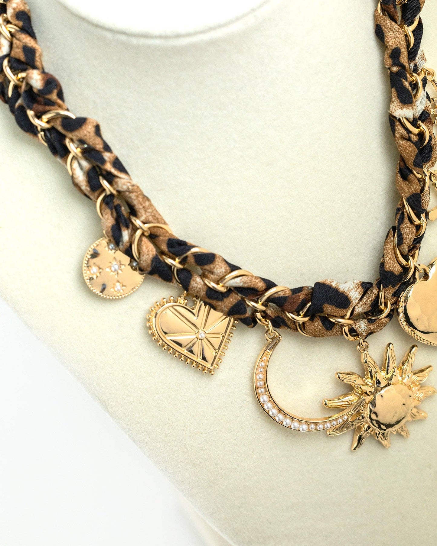 Leopard Scarf Chain Large Charm Necklace