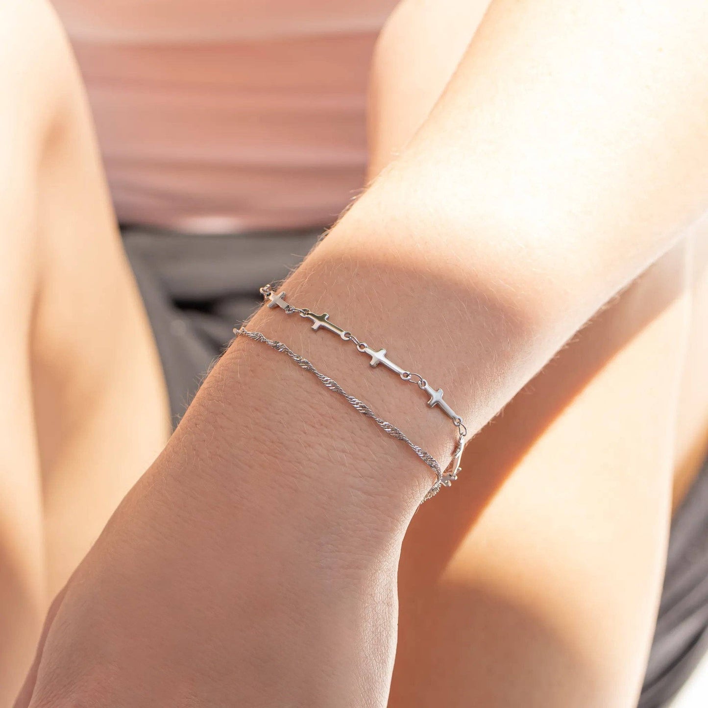 Cross Chain Bracelet - Stainless Steel