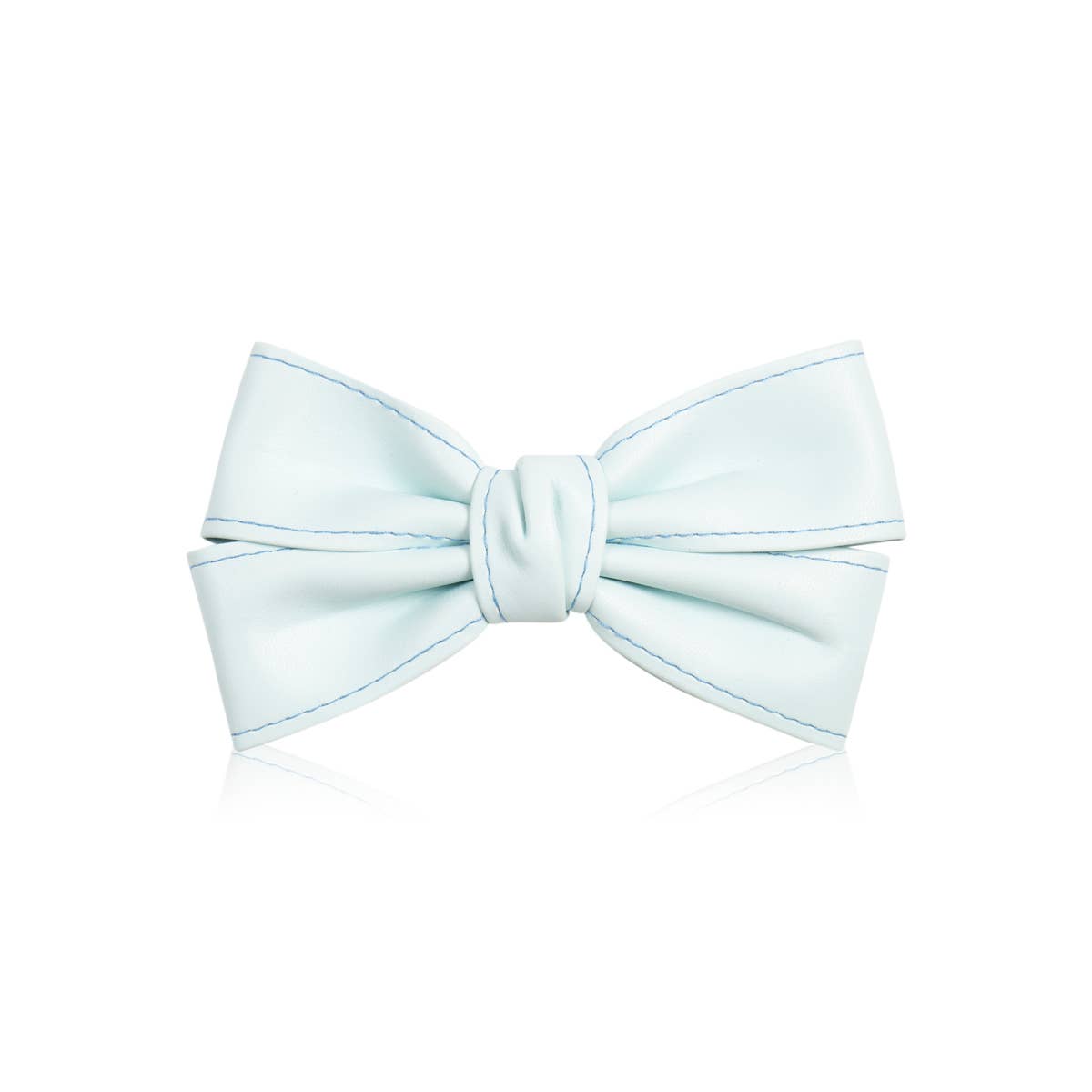 Faux Leather: Bow Hair Clip - Blue