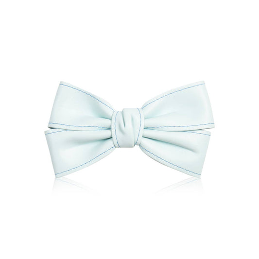 Faux Leather: Bow Hair Clip - Blue