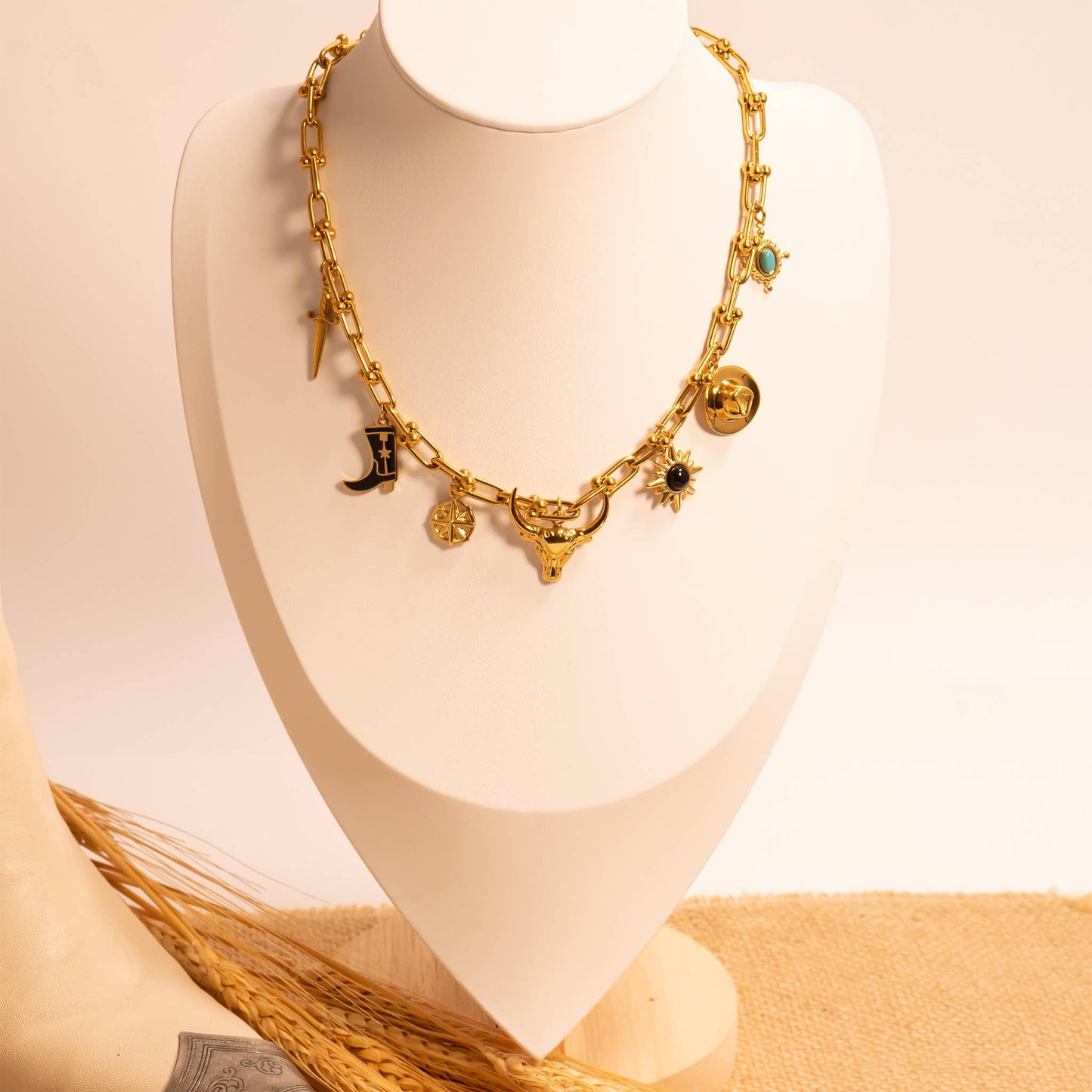 18K Gold PVD Stainless Steel Bull Charm: Gold