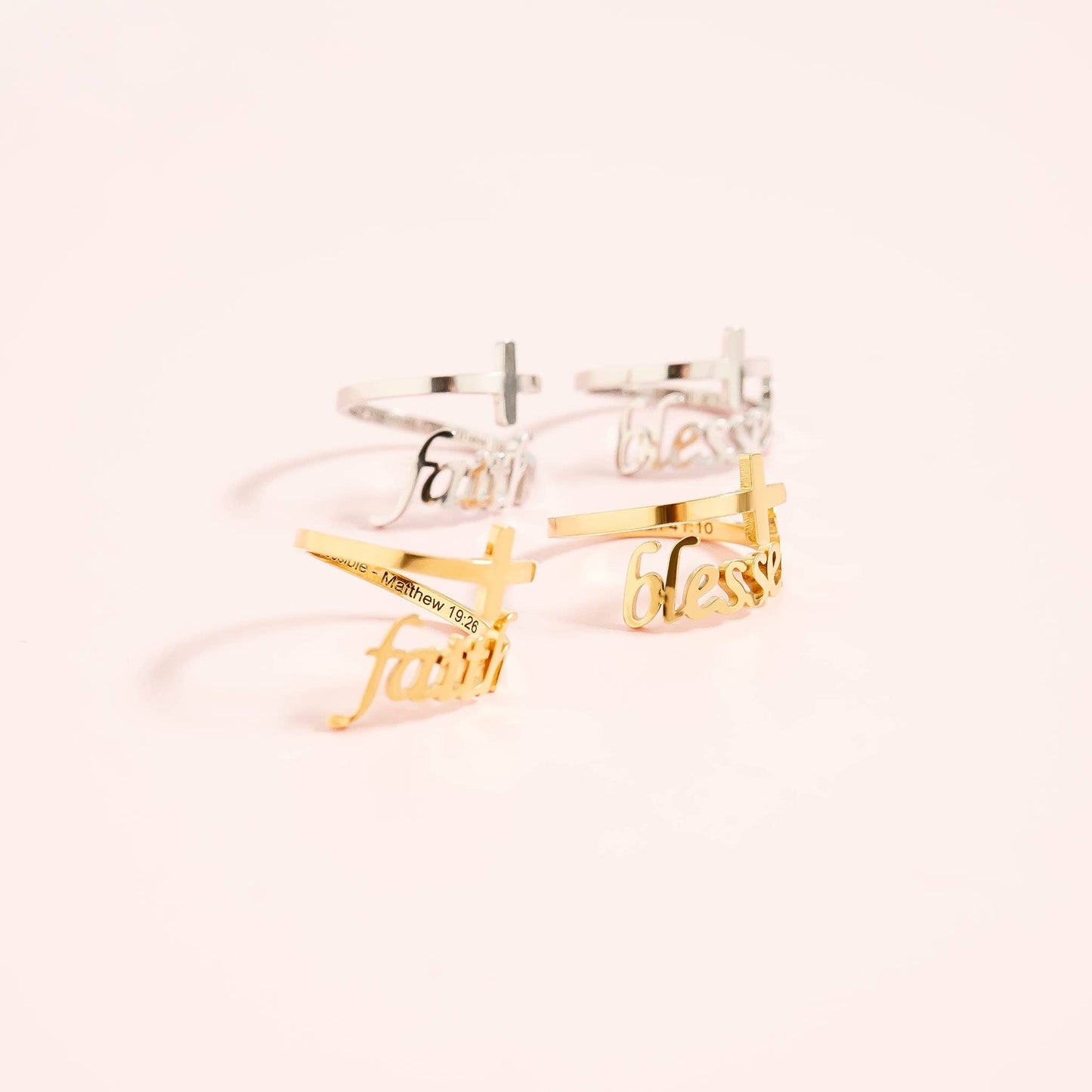 “Blessed” Adjustable Ring: Stainless