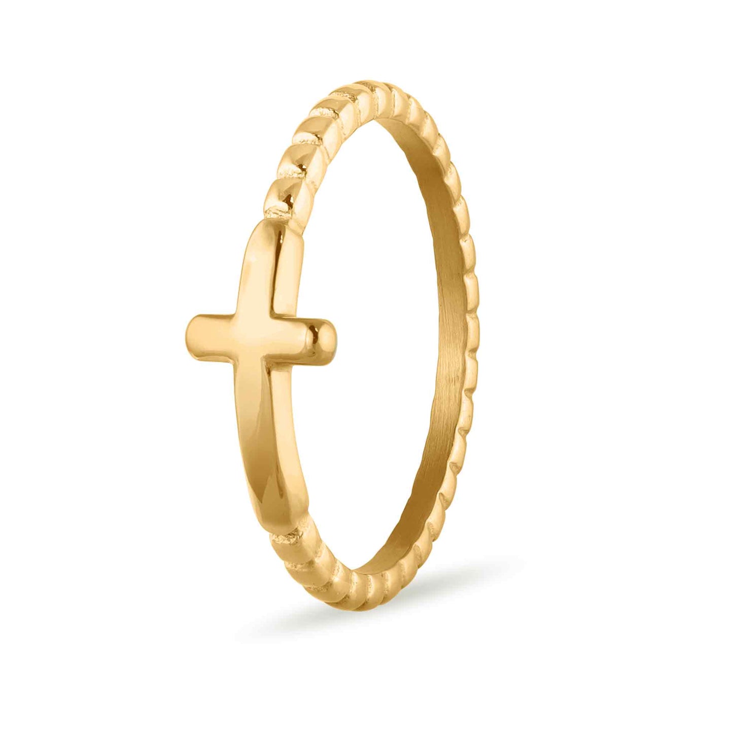 Stackable Cross Ring - 18K Gold PVD Coated