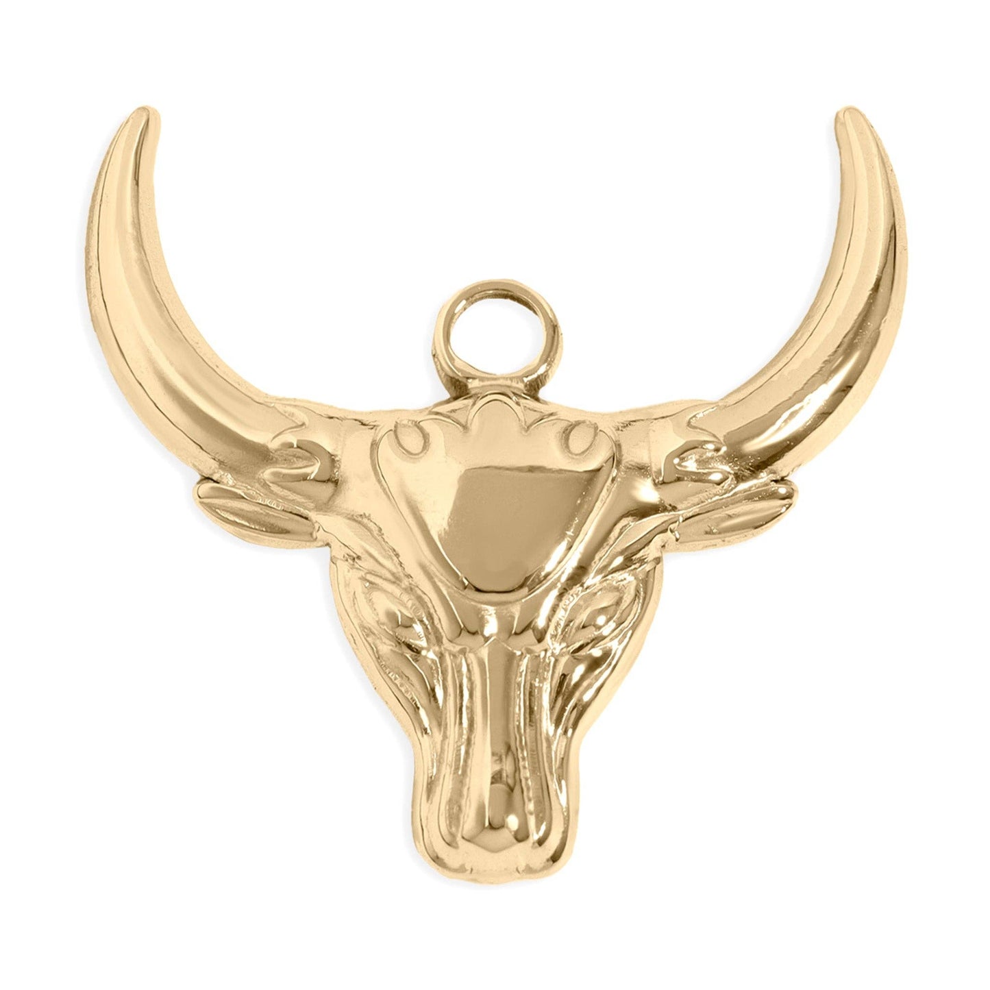 18K Gold PVD Stainless Steel Bull Charm: Gold