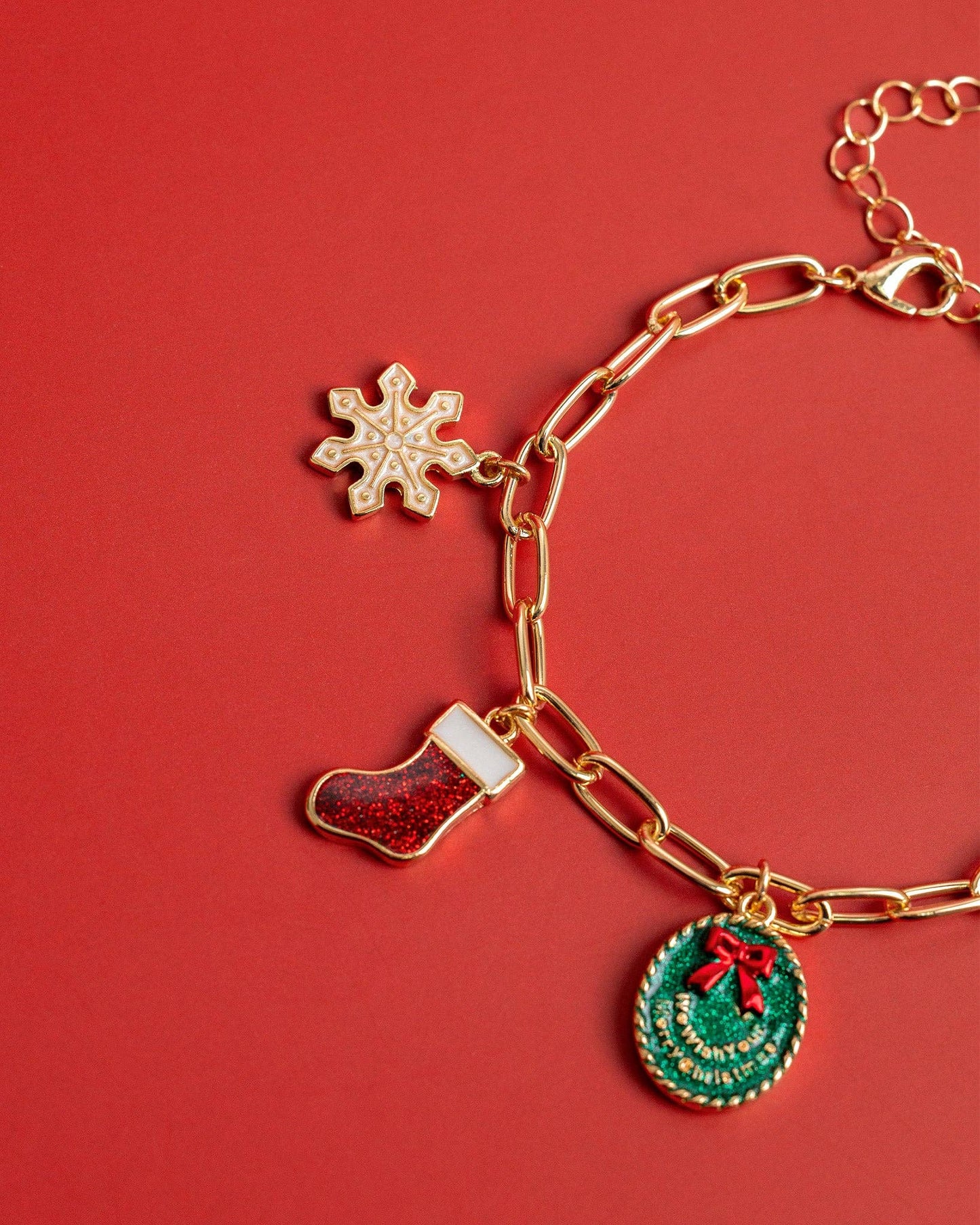 We Wish Your Merry Christmas Stocking Charm Bracelet