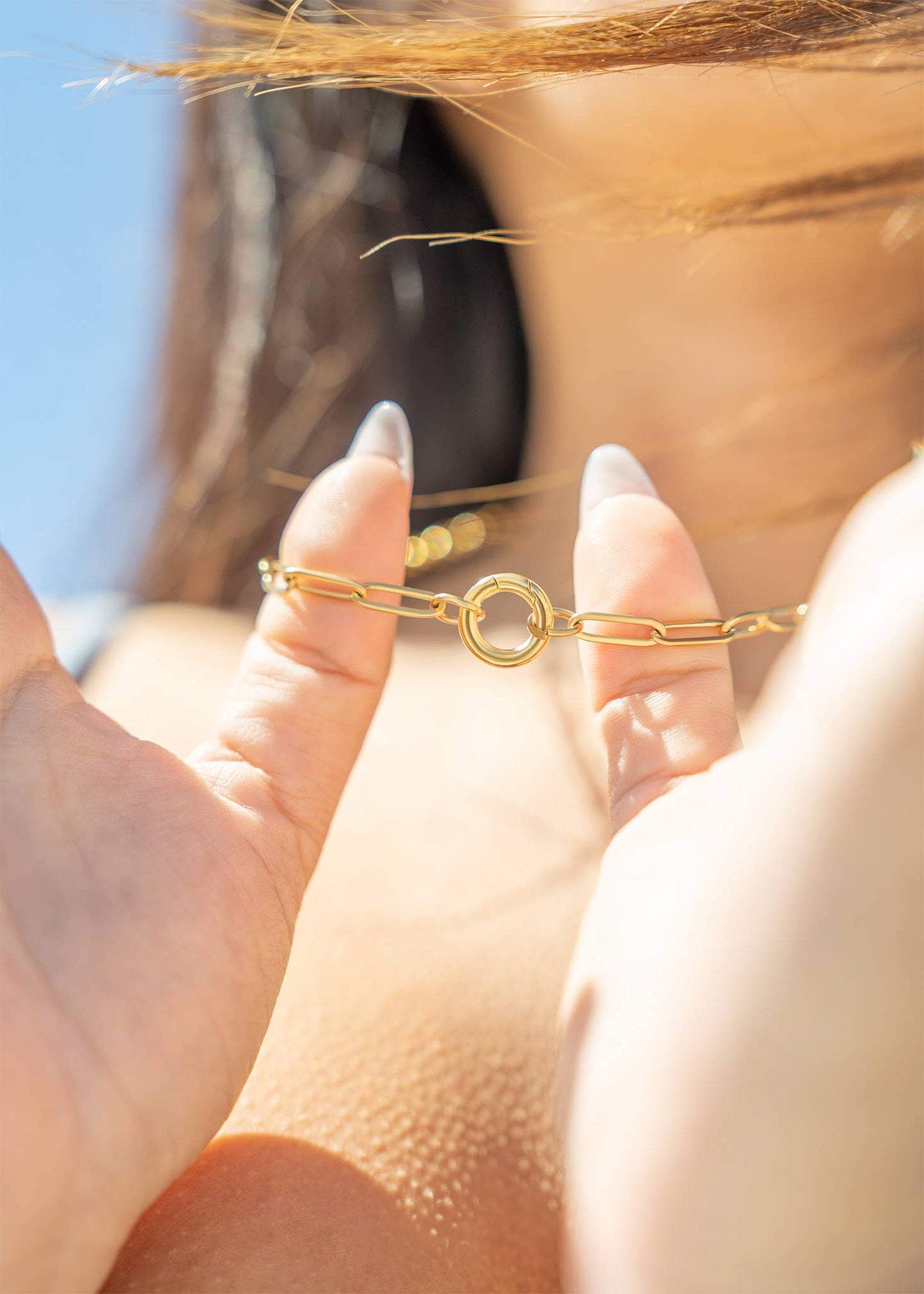 Paperclip Charm Holder Necklace: Gold / 16"+2"