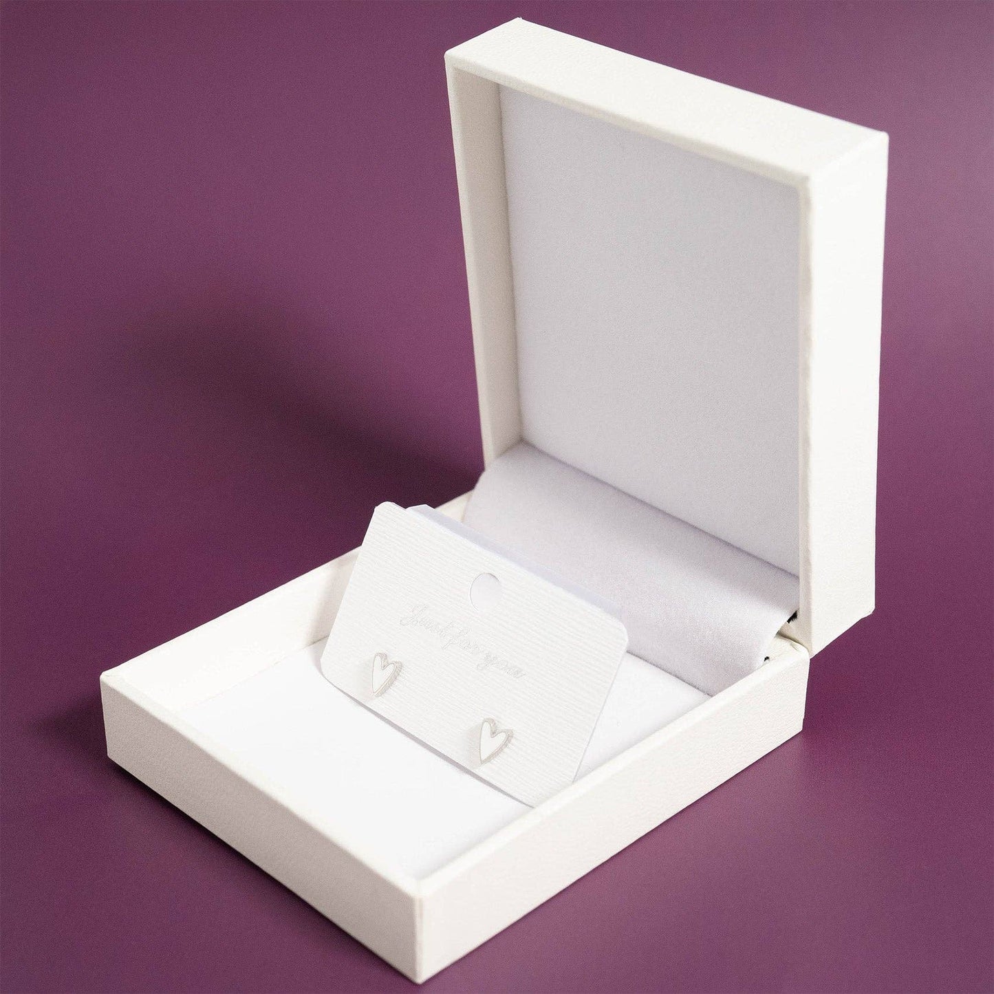 White Heart Stud Earrings - Stainless Steel & White Enamel