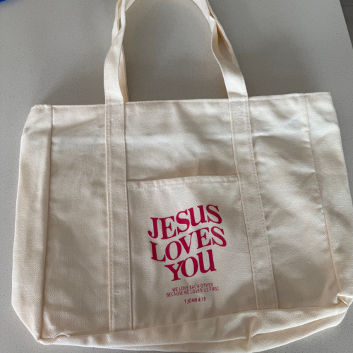 “Jesus Loves You” Canvas Tote
