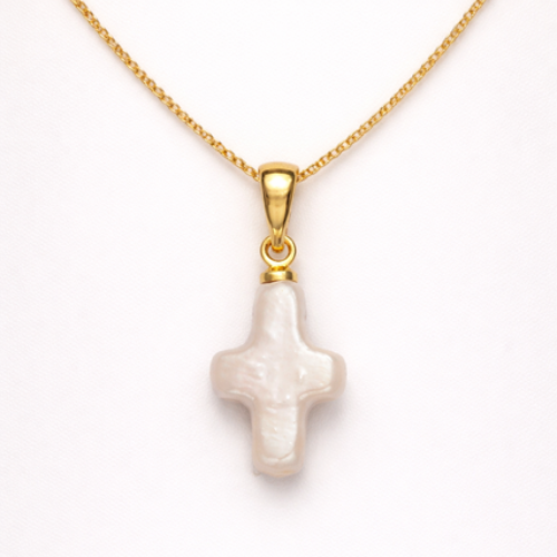 Pearl Cross Charm